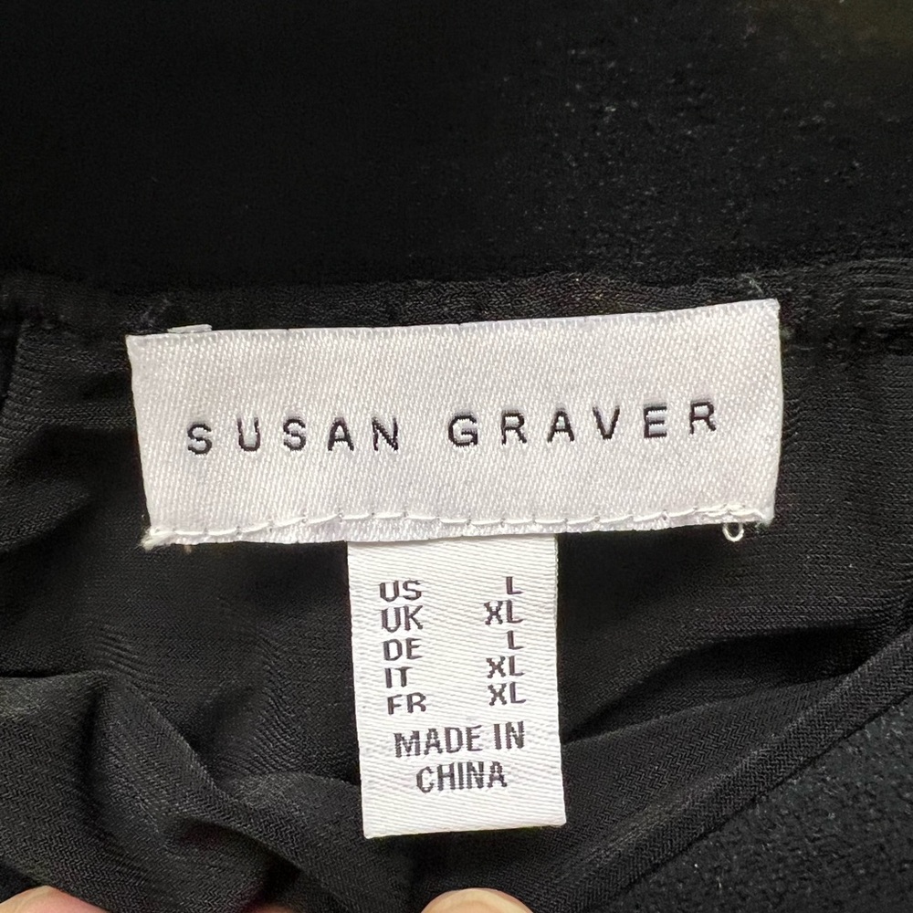 Susan Graver Black Skirt with Colorful Floral Embroidery - Picture 2 of 4